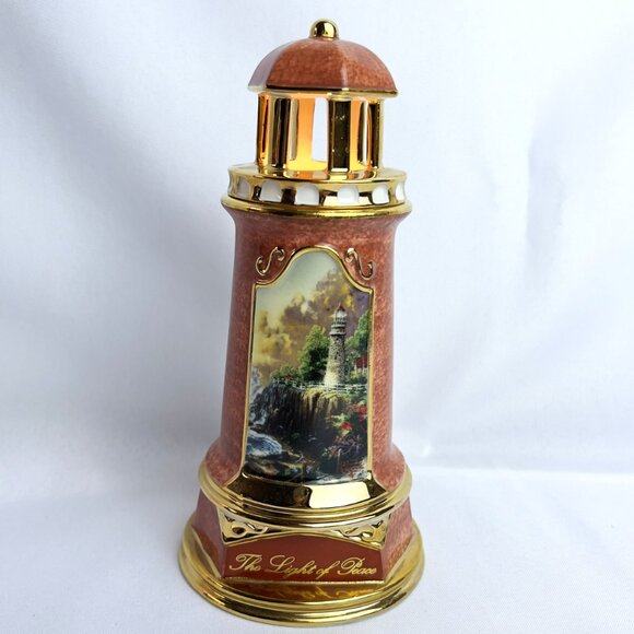 Thomas Kinkade "Light of Peace" Red Lighthouse 2004 Illuminated Coastal Décor - Picture 3 of 10